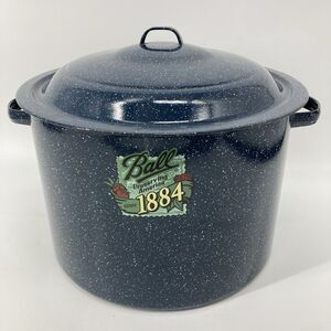 BALL 1884 Speckled Enamel Water Bath Canner 21 Qt Canning Stock Pot Rack & Lid